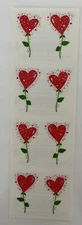 Mrs. Grossman's Valentine's Flower Stem Glittery Sticker Strip FREE SHIP