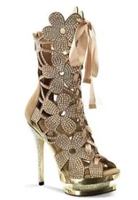 Pleaser Fantasia 1020 Gold Floral Embellished Dancer Heels 36 Women’s US Size 6