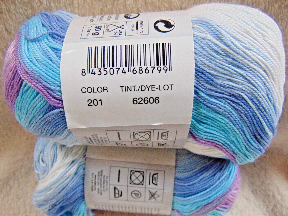 2 Skeins Katia Jaipur 100 % Mercerized Cotton Yarn Multicolor 1.76 oz / 50g New - Image 2 of 4