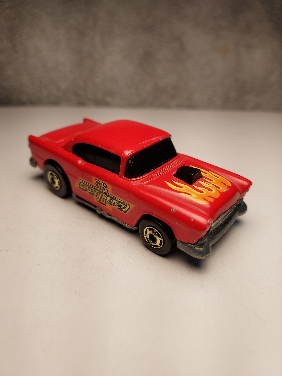 Vintage 1982 Hot Wheels '55 Chevy Fever Red Gold Hot Ones Blackwall Era Die Cast