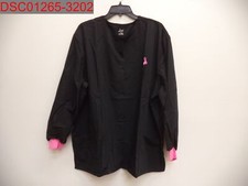 JDM Uniforms Plus Adult Black BreastCancerAwareness ScrubJacket 2X 6878475777157