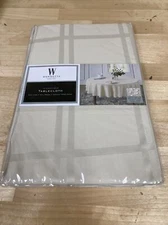 NEW Wamsutta Spill Proof 60 In Round Microfiber Tablecloth - Oyster