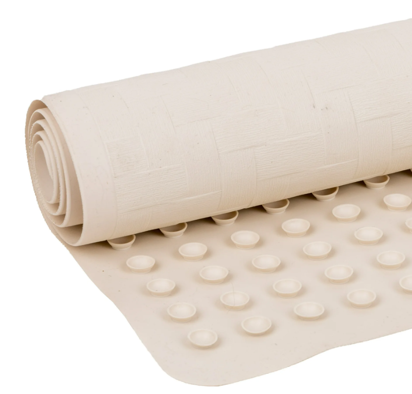 Non-Slip White Rubber Bath Mat 18x36 Inches for Safety & Comfort