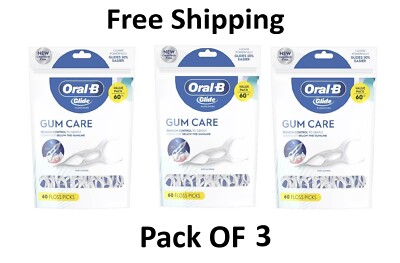 Oral-B Glide Gum Care Dental Floss Picks Tension Control, Remove Plaque 60ct 3Pk