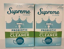 2X NEW Supreme Clean Probiotic SINK & DISPOSAL Cleaner 6 Count JUNIPER 12 Total
