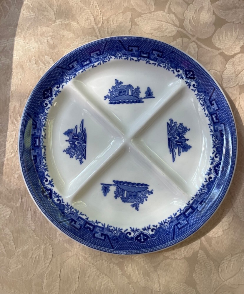Blue Willow Divided Grill Chop Plate “Denver” 4-Part Restaurant Ware (Choice #1)
