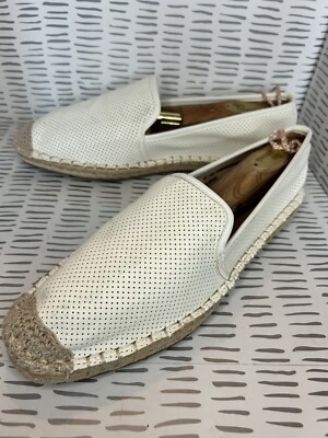 Time And Tru White Perforated Closed Toe Espadrilles Women's