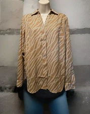 Michael Kors women's Top Long Sleeve Button Up Size XMALL Dark Camel NWT