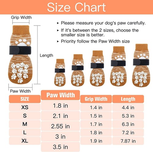 Double Side Anti-Slip Dog Socks Adjustable Pet Paw Protector with Strap 2Pair - Picture 3 of 3