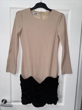 Moschino Cheap and Chic Beige Black Ruffle Bodycon Dress Size UK 8 IT 40 EUR  36
