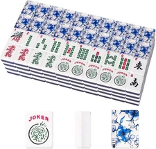 Set of American Mahjong Tiles, 166 Quality Acrylic Tiles with Blue Prints(1.2”,T