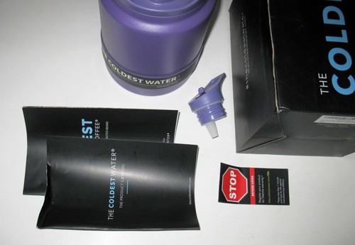 The Coldest Water Half Gallon 64 Oz Flip Top Lid Bottle 2.0 Purple Open Box - Picture 3 of 9