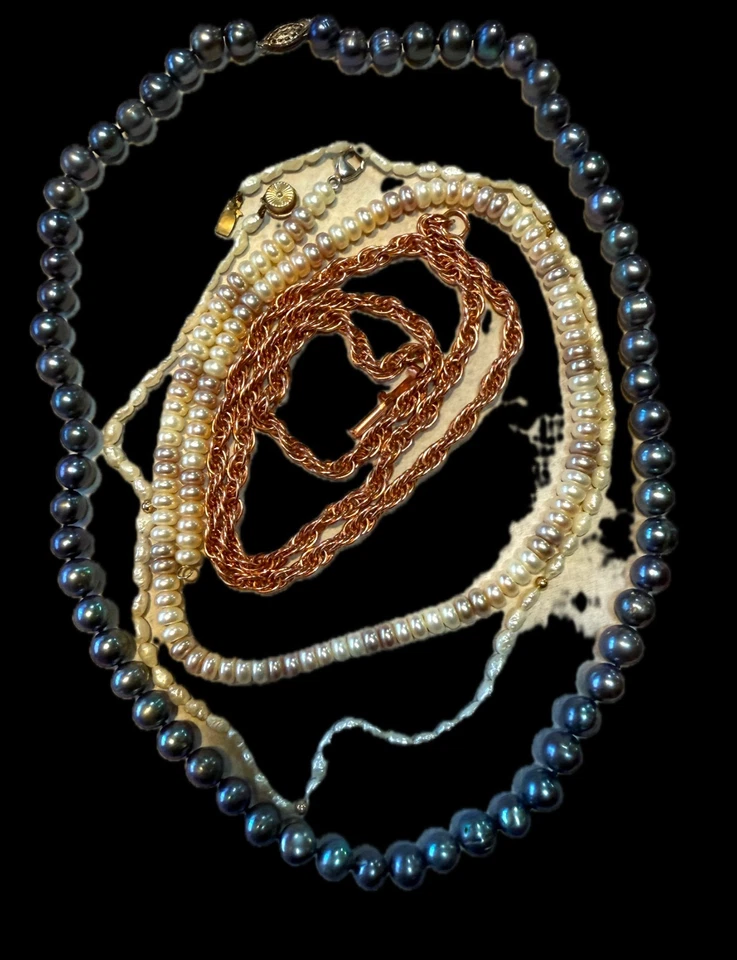 Collar de Perlas Colección 18-20", Negro Tahití, Rondelle, Fresco, Bonus Copper  Foto 3 de 4