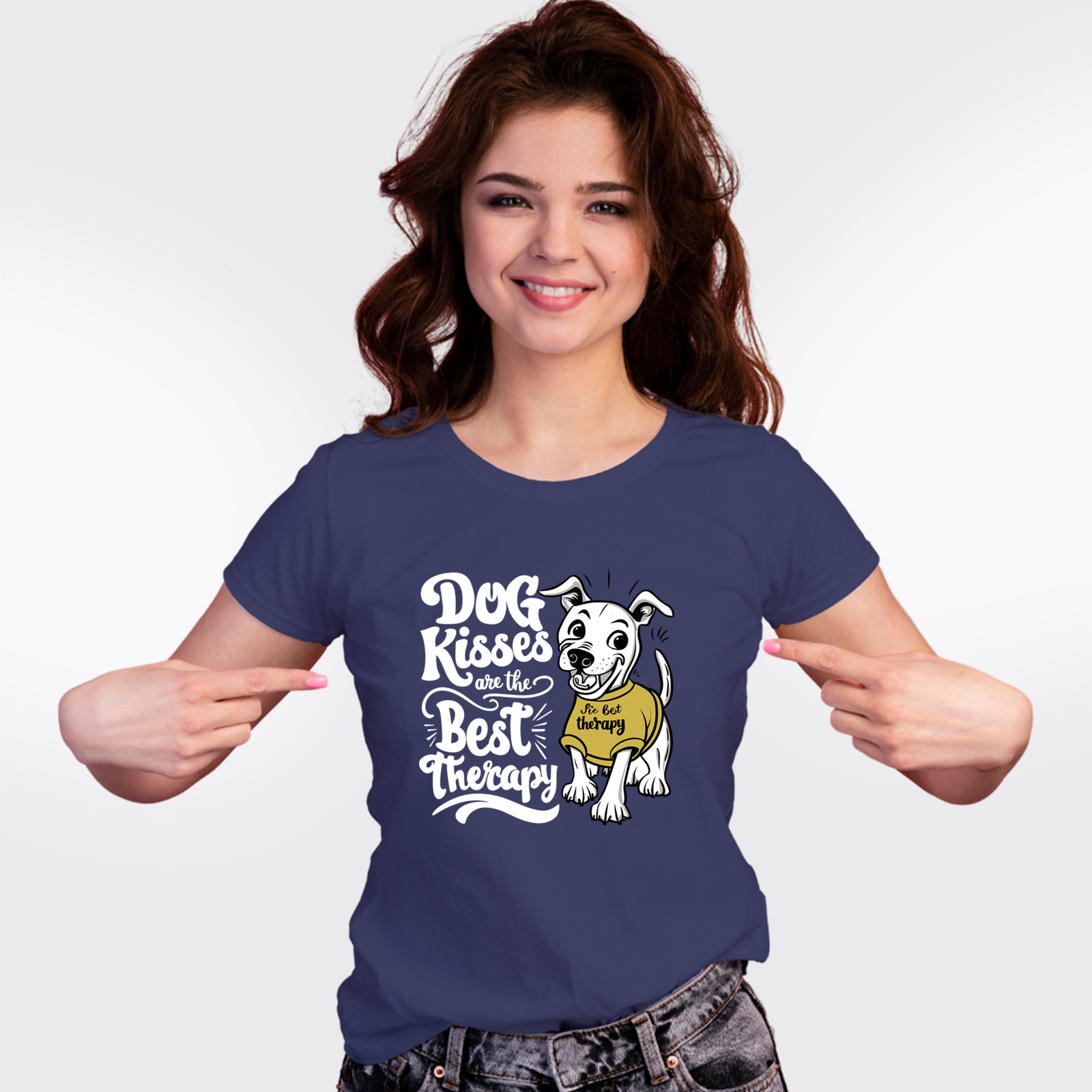 Dog Kisses Are the Best Therapy T-Shirt | Cute Dog Lover Tee | Funny Pet Gift