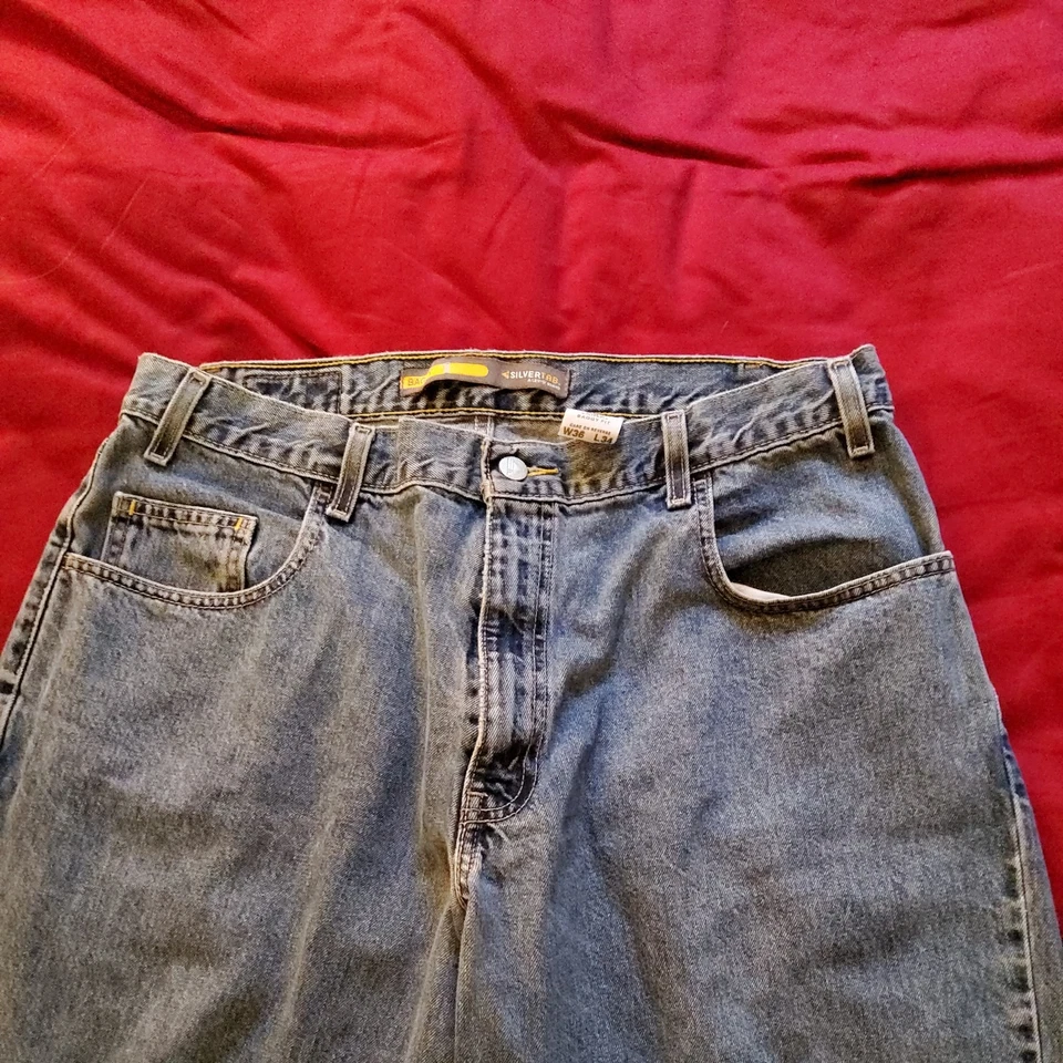 Pantalones de mezclilla vintage Levi’s SilverTab para hombre 38x34 holgados azules calce suelto grunge Y2K Foto 2 de 4
