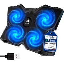 KLIM Wind K2N Laptop Cooling Pad Blue 4 Fans 1200 RPM Dual USB Stand 11-19 Inch