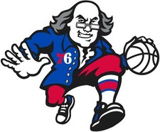 Philadelphia 76ers NBA Color Die Cut Sticker  - Size: 76 mm x 62 mm