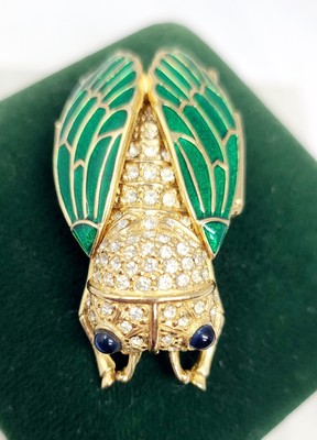 CINER VINTAGE FIGURAL INSECT BROOCH CICADA - RARE