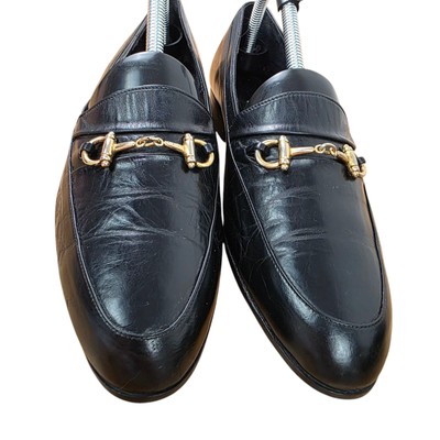 Vintage Gucci Horsebit Loafers Black Men 7-7.5 Leather Dress 