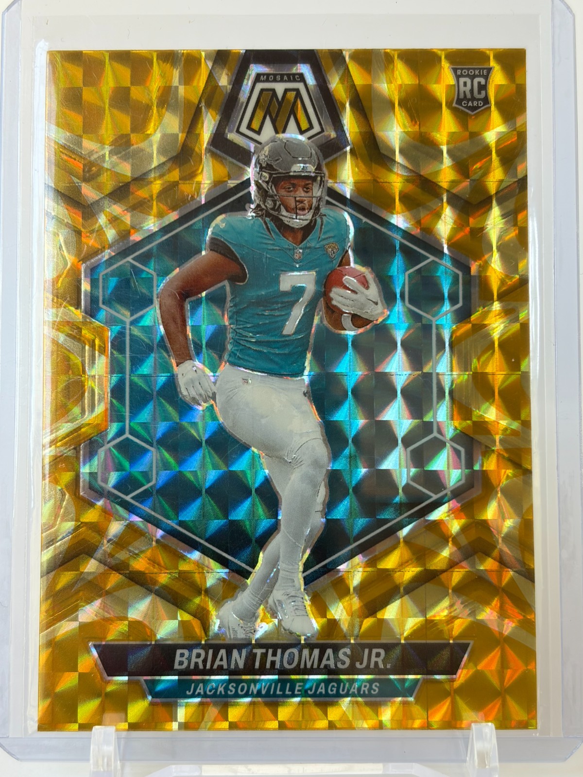 2024 Panini Mosaic Brian Thomas Jr. #323 Reactive Yellow Mosaic Prizm (RC)