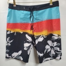O  Neill Hawaiian Sunset Hibiscus Surf Board Shorts Size 34 Blue Orange
