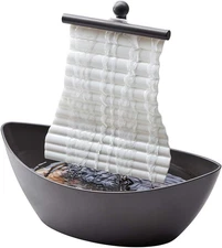 White Waters Relaxation Indoor Tabletop Fountain, Ambient LED Lighting and Natur