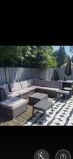 Rattan Corner Sofa Grey with Coffee Table Garden Furniture Set