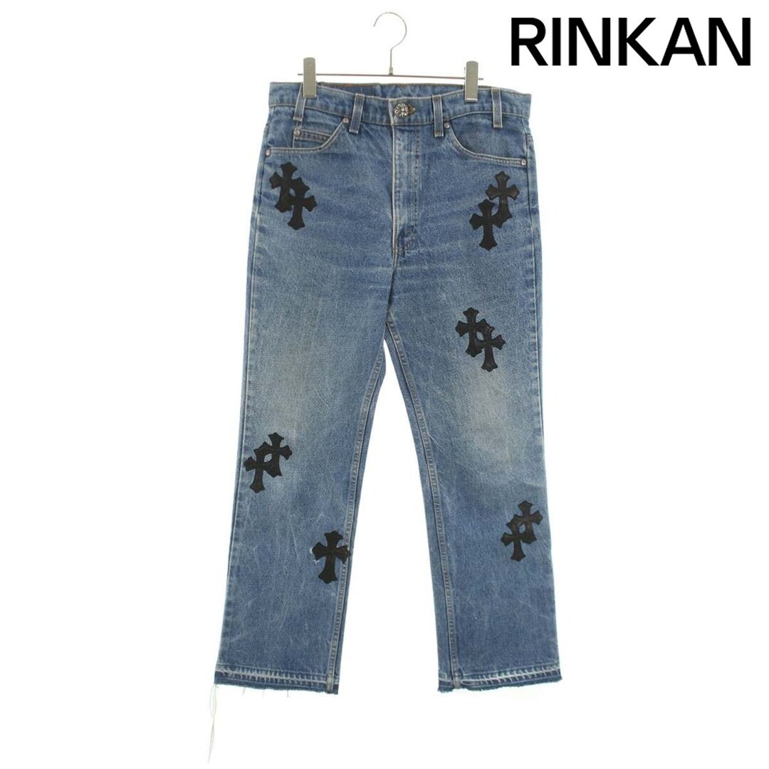 Chrome Hearts U VNTG JEAN BLU ORNG TAB Cross Patched Washed 517 Denim Pants Used