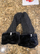 New UGG Soft Socks Black Lita Fleece Lined Size M/L