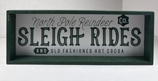 NORTH POLE SLEIGH RIDES Christmas Sign/ Table Shelf Sitter  11x4x1.25  