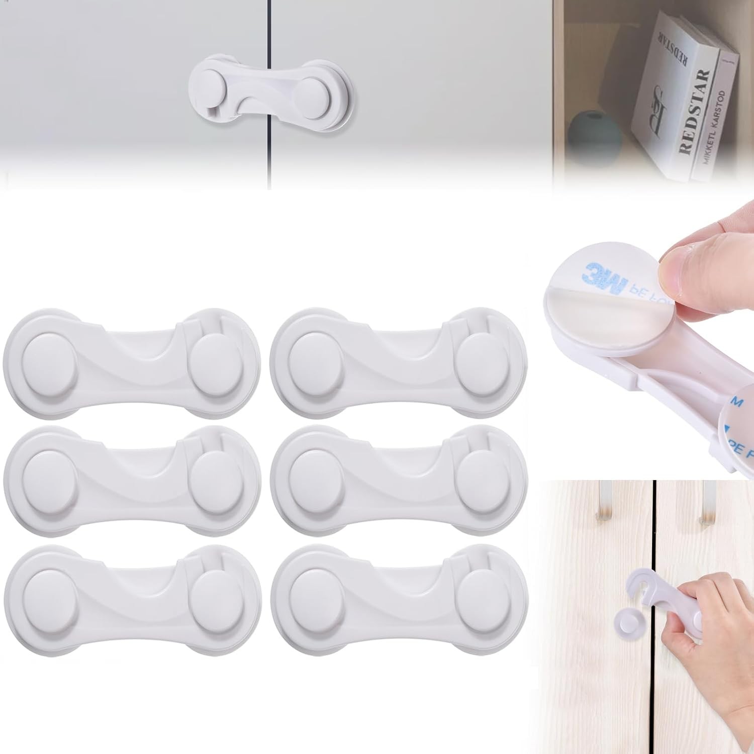 6 PCS Plastic Cupboard Locks for Children Baby Safety Locks, Child Wardrobe Loc