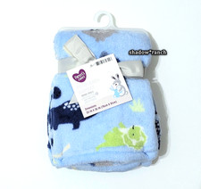 Parents Choice Blue Dinosaurs Blanket Walmart Plush Fleece Lovey 30" x 36" NWT