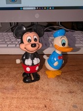 Walt Disney Wind-Up TOMY Walking Mickey Mouse  Donald 1980s 3.5" China Working