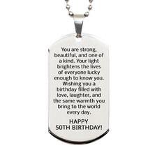 50th Birthday Gifts for Women - 50th Birthday Dog Tag Necklace for Women - Stain
