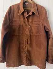 Vtg 1970s Levi Brushed Moleskin Cotton Rust Brown Shirt Jac Jacket Large / XL