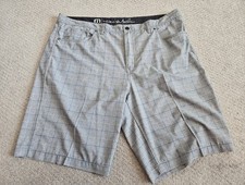 Travis Mathew Mens 40 Gray Windowpane Golf Shorts Performance Casual Stretch