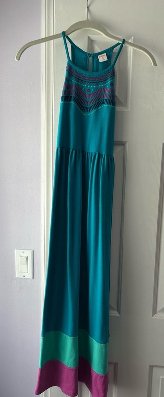 Gymboree Girls Sunny Adventures Long Knit Teal Blue Halter Maxi Dress Size M 7/8