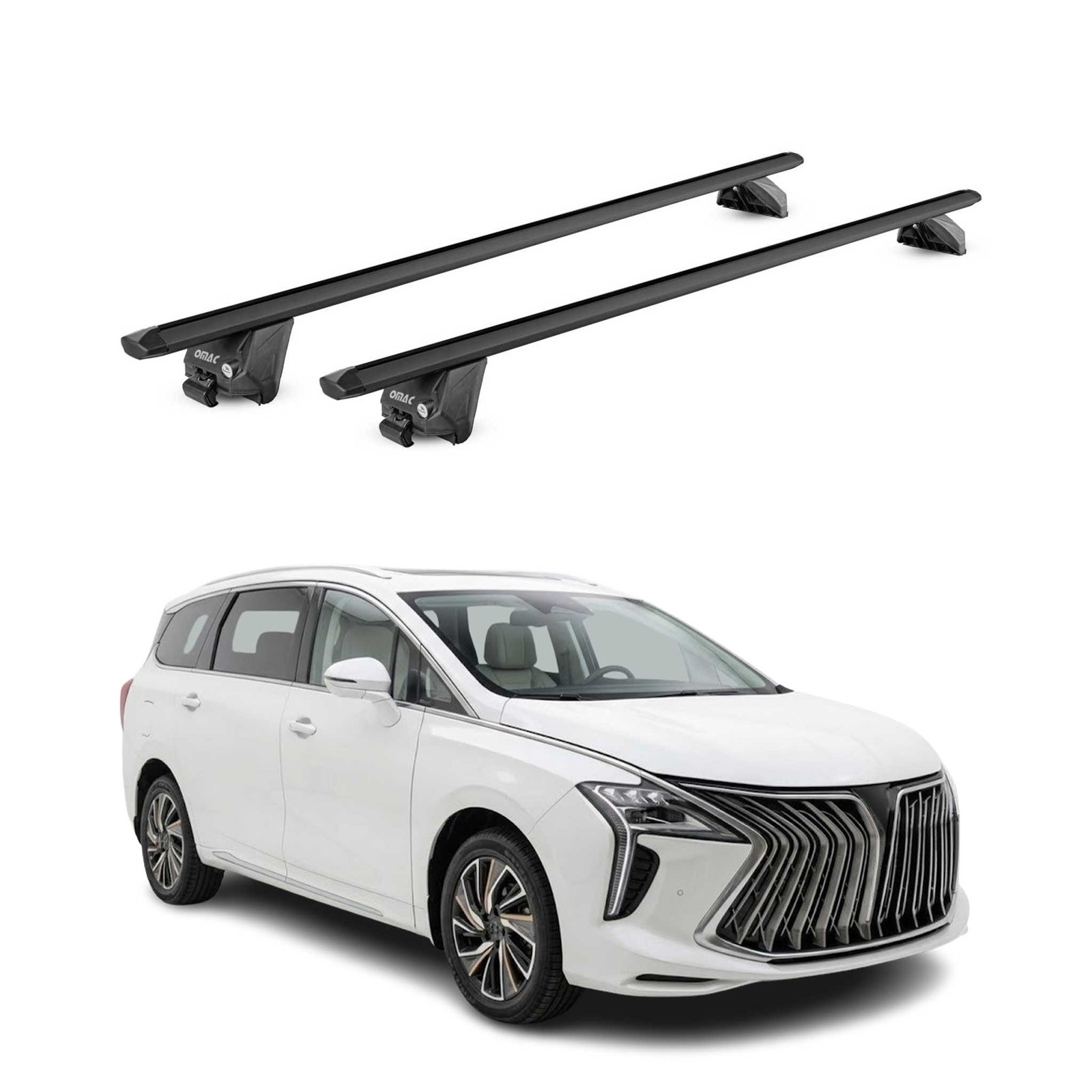 Barres de toit transversales noires Forthing U-Tour rail de toit voiture