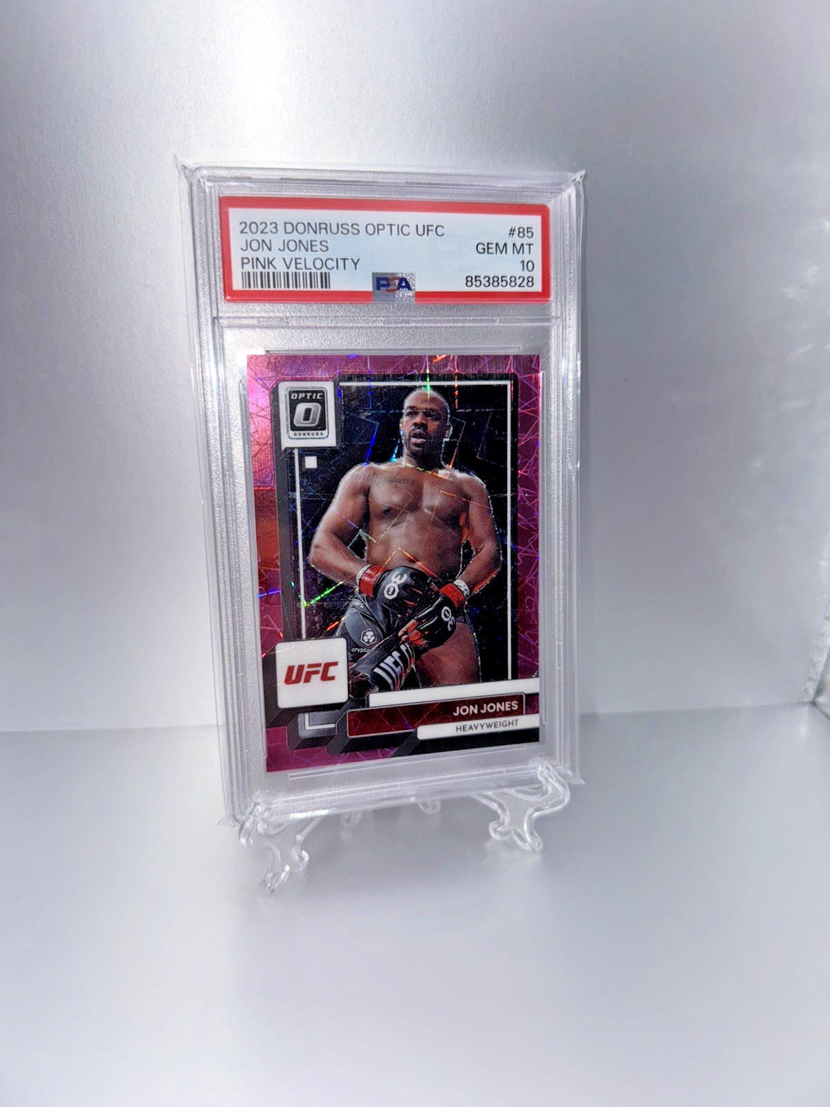 2023 DONRUSS OPTIC - JON JONES - PINK VELOCITY- # /79 - GEM PSA10 - POP 2! RARE! view 2