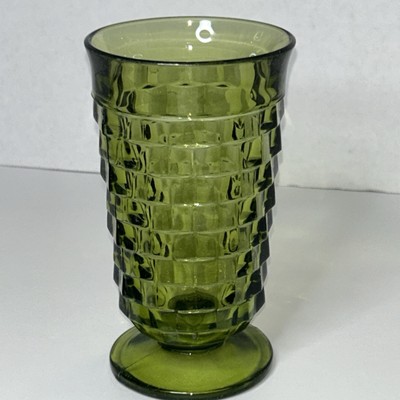 Vintage Indiana Colony Whitehall Green Cubist Footed Tea Glass 12 Oz. | eBay