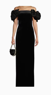 B. Darlin Black Velvet Off Shoulder Bow Maxi Dress Juniors Size 11