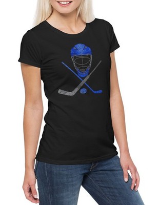 Ice Hockey Tools Damen T-Shirt Eishockey Puck Player Spieler Schläger Bat