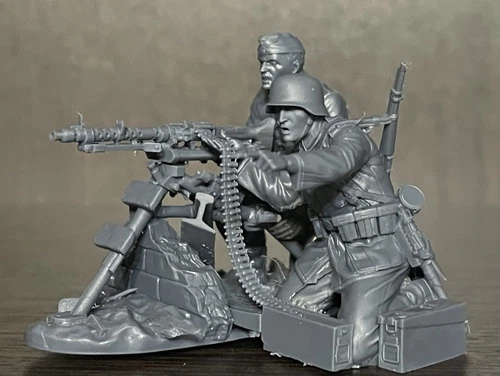 PLASTIC PLATOON German soldiers Machine Gun MG-34 with Crew SUMMER WW2 1:32 Rare