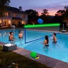 LED Solar Pool Volleyball Net Set with Adjustable Length Weighted Base