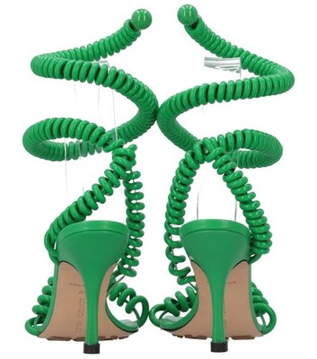Bottega Veneta 36/6 US Green Wire Stretch High Heel Sandals 3.5 