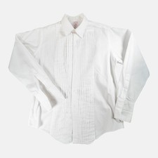 Brooks Brothers Pleated Tuxedo Dress Shirt Mens 16-4 White French Cuff