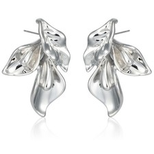 Gold Flower Earrings Women Drop Dangle Big Floral Statement Jewelry