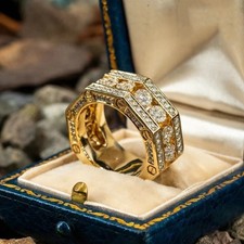 2 Ct Round Diamond Band Men's Pinky Engagement Wedding Ring 14k Yellow Gold Over
