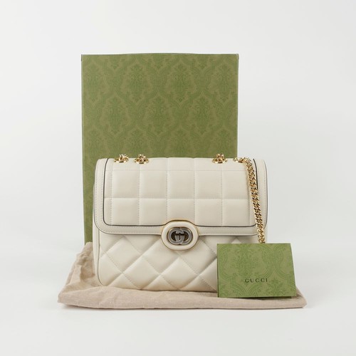 Gucci Small Off-White Leather Deco Shoulder and Crossbody Bag 740834 63942682