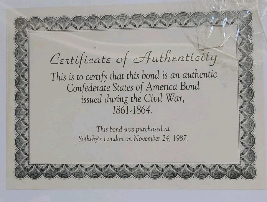 1863 Confederate States of America $1000 Bond with 7 Coupons Sotherbys London - Image 2 of 4